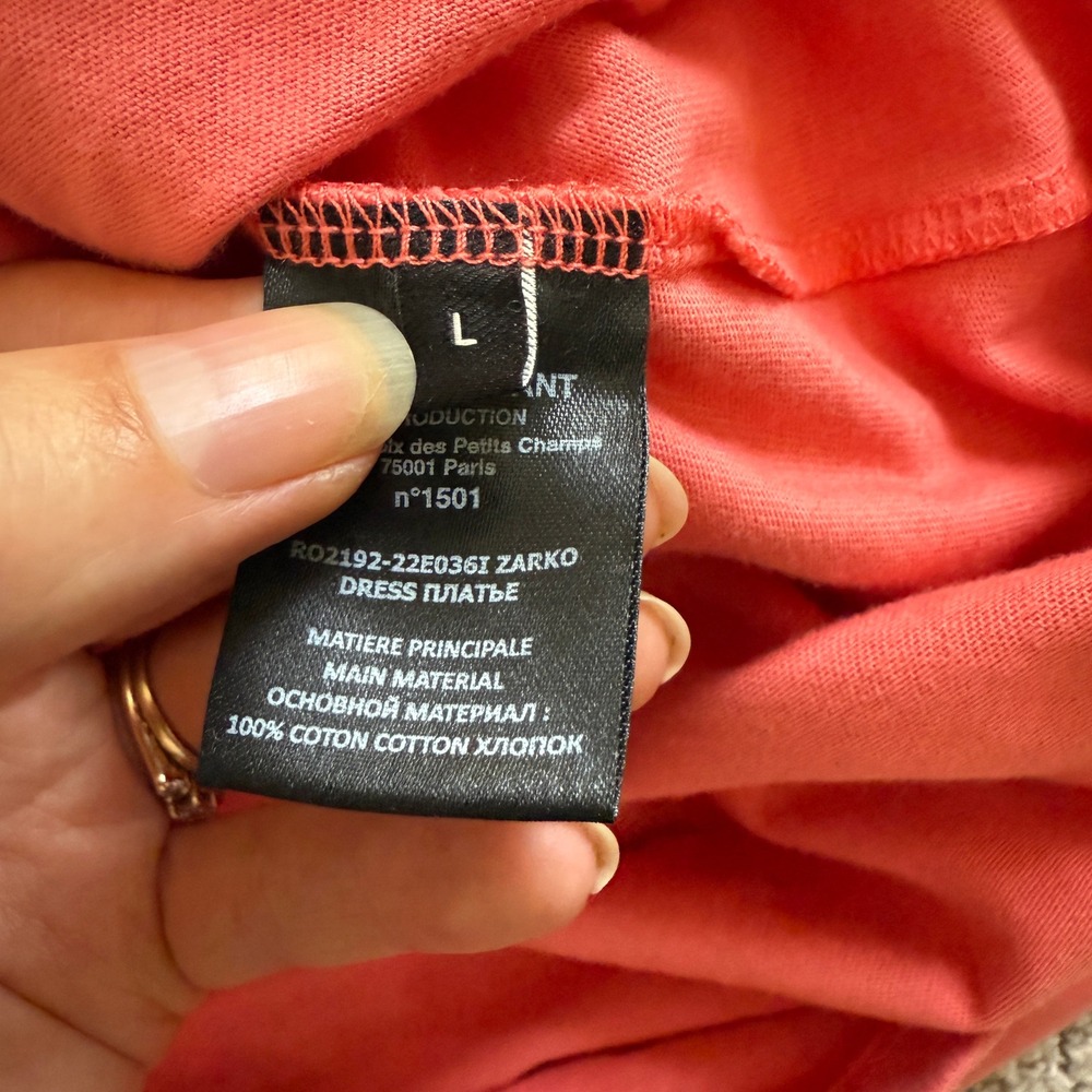 Isabel Marant Étoile Coral Tie Sleeve Mini Dress‎ Cotton Zarko Papaya Large - Picture 10 of 12